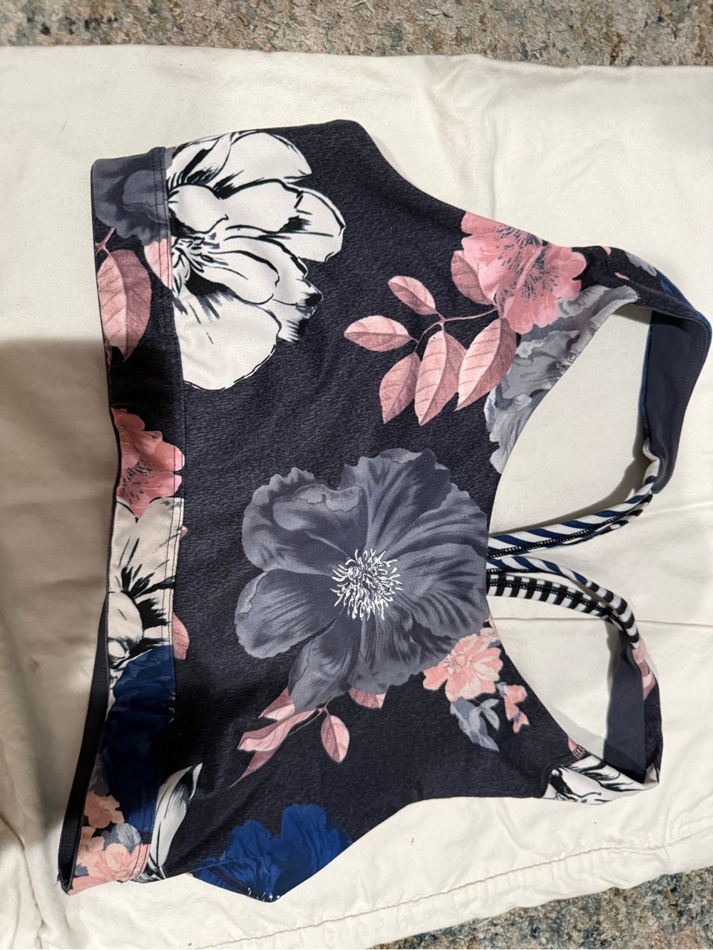 Old Navy Navy Floral One-Piece Bodysuit with Pink Accents